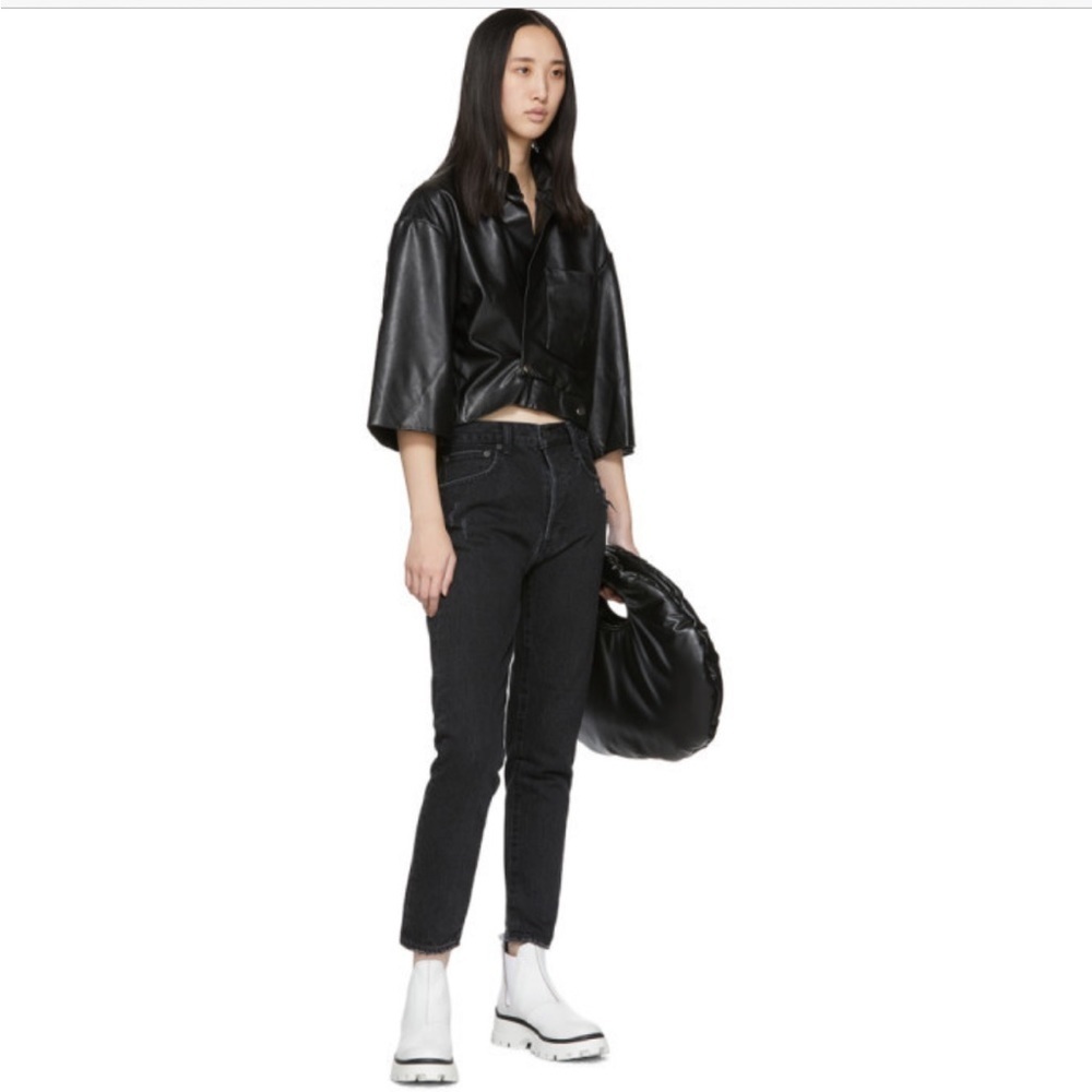 Moussy Jeans Andrews Black Vintage Straight Fit High Rise Tapered Womens 28